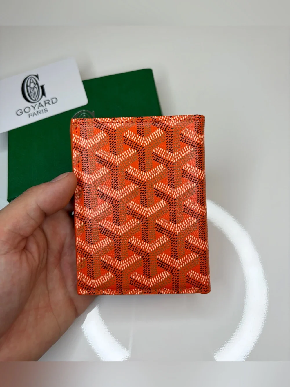 Mens Original Genuine Leather Orange Canvas Card Holder